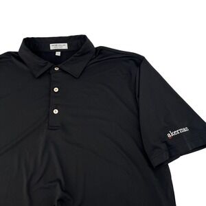 Peter Millar Summer Comfort Mens Black Polo Shirt Akerman Logo Size L